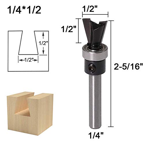 Wolfride 2Pcs Dovetail Router Bits 1/4 Inch Shank Dovetail Joint Router Bit Set with Bearing for Woodworking Cutter - Image 4