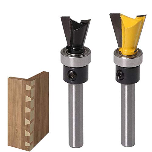 Wolfride 2Pcs Dovetail Router Bits 1/4 Inch Shank Dovetail Joint Router Bit Set with Bearing for Woodworking Cutter - Image 1