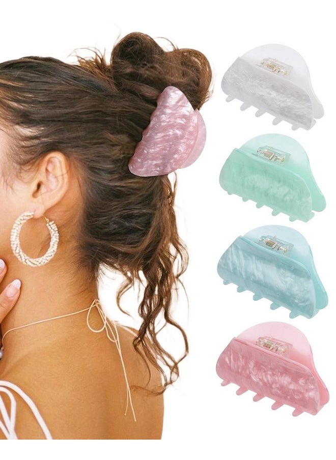 HAIMEIKANG Acrylic Hair Claw Clips - Large Jaw Hair Clips For Thick Or Thin Hair, Strong Hold, Non-Slip Stylish Hair Accessories (White, Pink, Green, Blue)  - Image 1