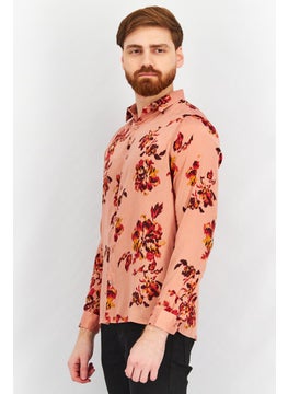 INC Men Regular Fit Long Sleeve Floral Print Casual Shirt, Peach Combo  - Image 2