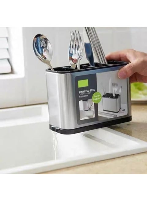 Stainless Steel Cutlery Drainer (1 Piece) Rust-Resistant with Drainage Holes for Water Filtering Imported Spoon and Fork Holder for Kitchen