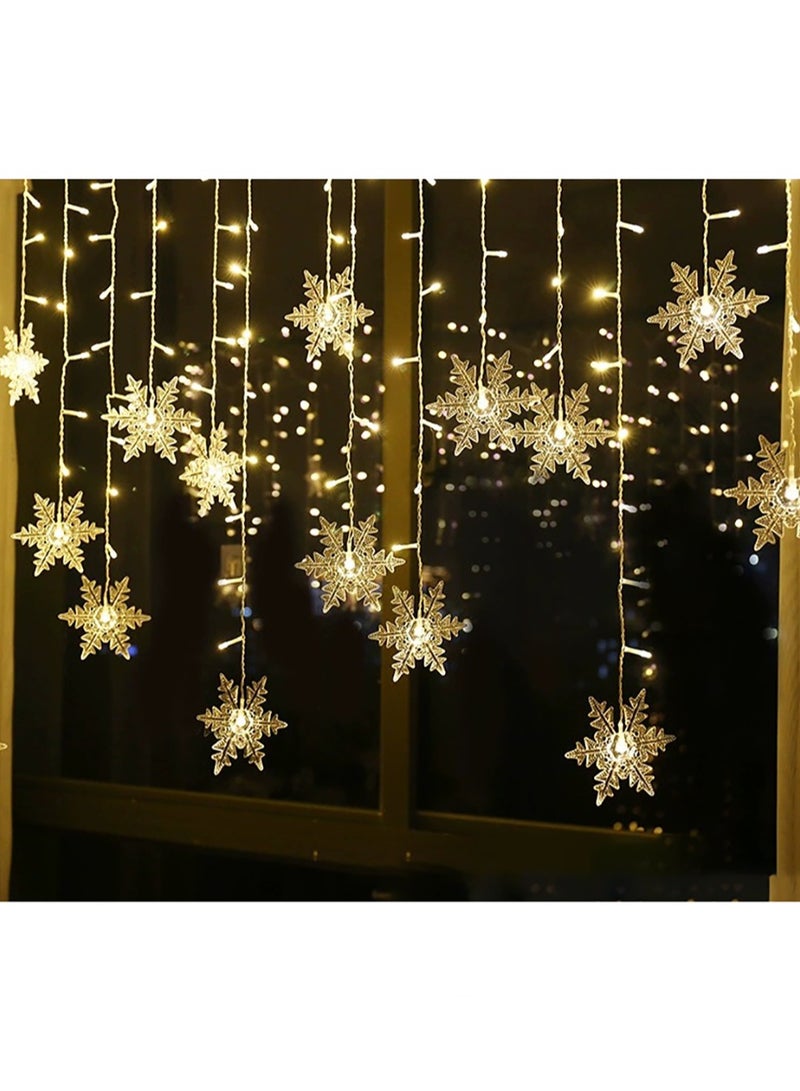 Snowflake Curtain String Lights, Fairy Tale Lights, UK Plug Waterproof Lights, Indoor Outdoor Decoration, For Party Garden Home Decor Christmas, 13ft (Warm White , UK Plug) - Image 1