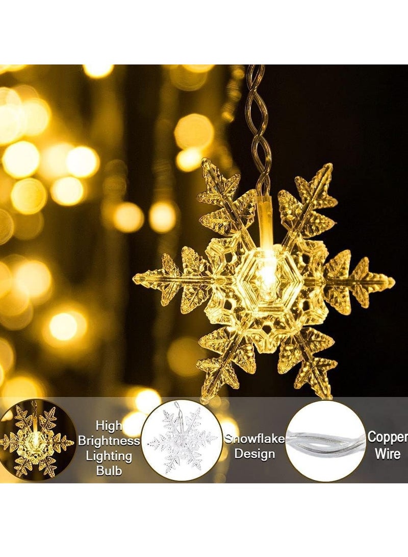 Snowflake Curtain String Lights, Fairy Tale Lights, UK Plug Waterproof Lights, Indoor Outdoor Decoration, For Party Garden Home Decor Christmas, 13ft (Warm White , UK Plug) - Image 2