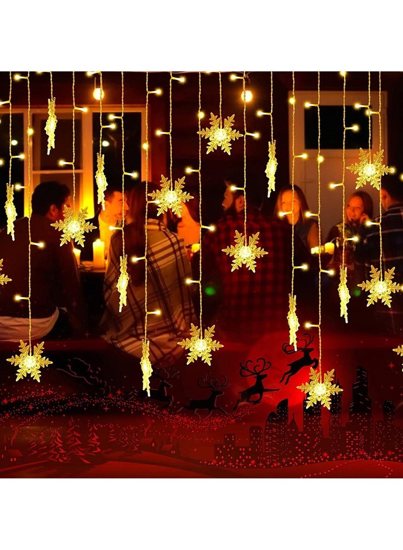 Snowflake Curtain String Lights, Fairy Tale Lights, UK Plug Waterproof Lights, Indoor Outdoor Decoration, For Party Garden Home Decor Christmas, 13ft (Warm White , UK Plug) - Image 3