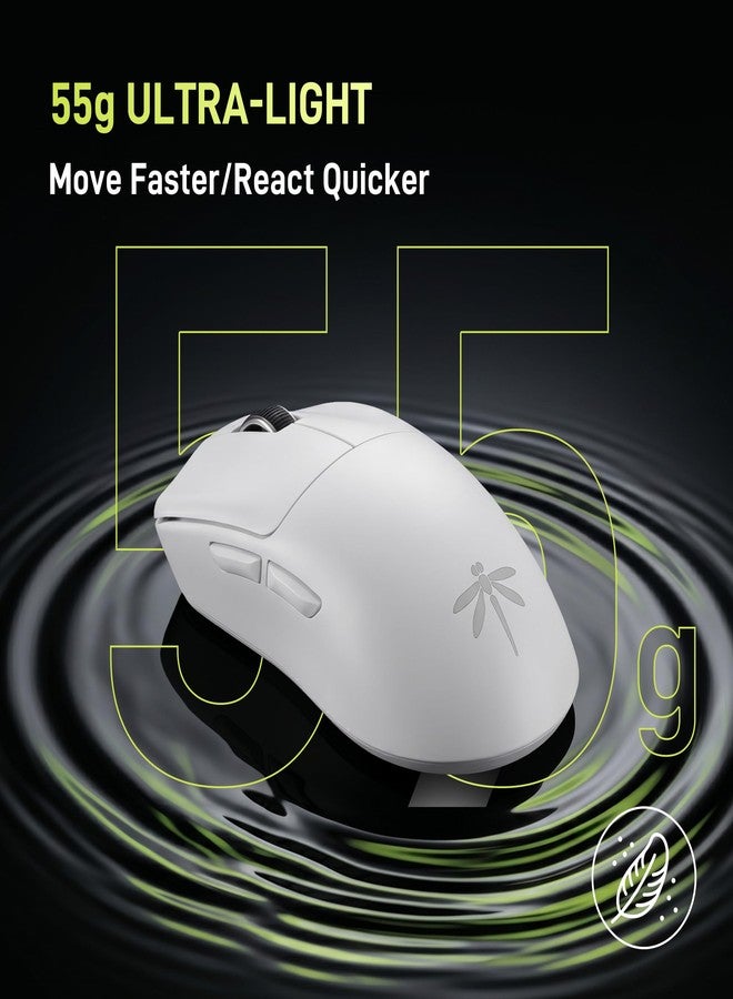 VGN Dragonfly F1 Pro Max Wireless Gaming Mouse, 130h Playtime Long Endurance, 55g Lightweight, PAW3395 26K DPI Flagship Sensor, 4000Hz Polling Rate Supported, Low Latency Esports Peripherals, White - Image 3