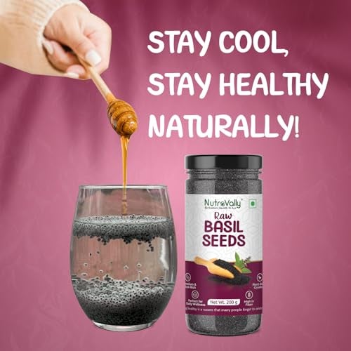 NutroVally Raw Basil Seeds 200g | Sabja Seeds Rich in Fiber, Plant-Based Protein & Essential Nutrients | Supports Digestion, Hydration, Satiety | Vegan, Gluten-Free Superfood for Detox Drink & Recipes - Image 5