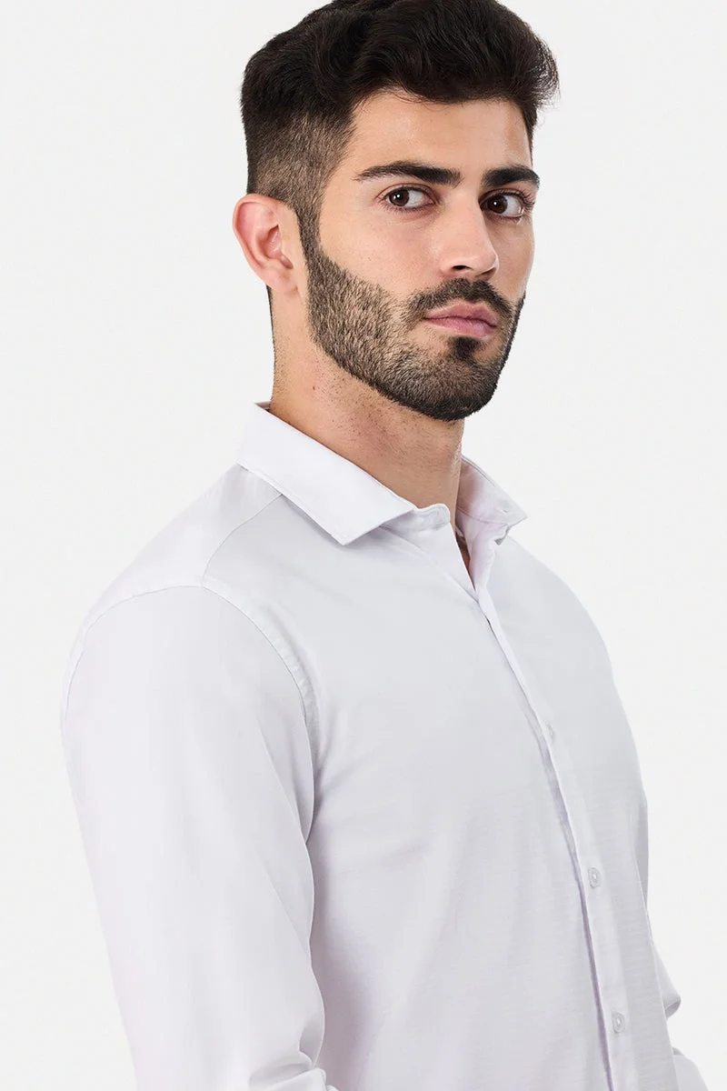 Snitch White Slim Fit White Shirt for Men | Best Price UAE