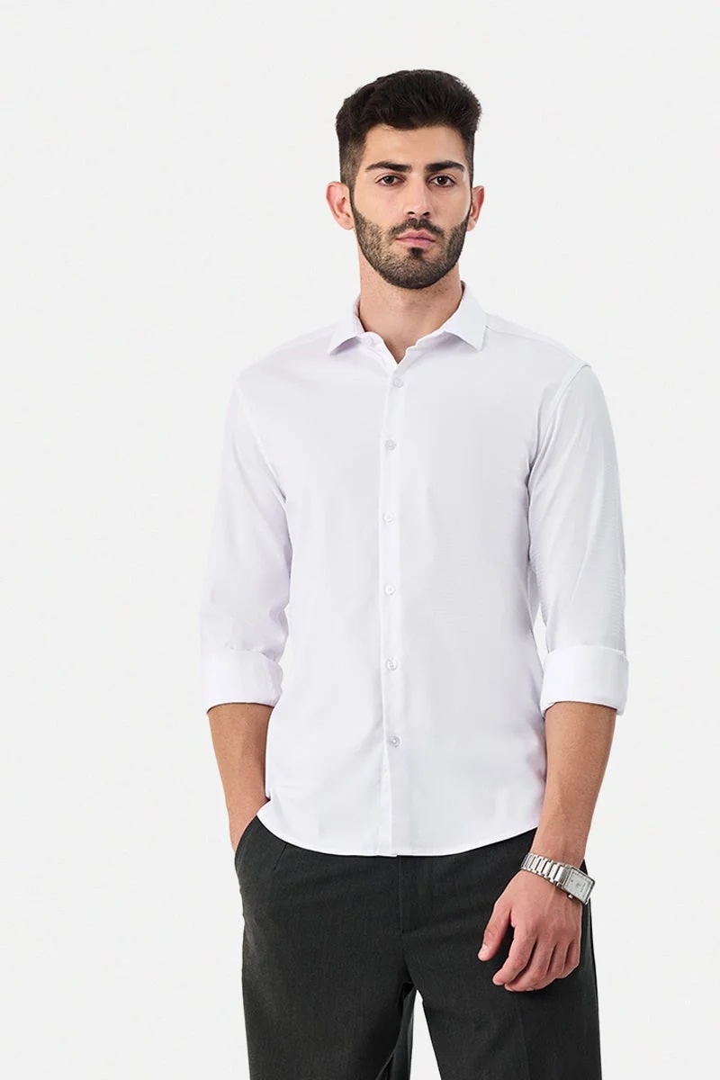 Snitch White Slim Fit White Shirt for Men | Best Price UAE