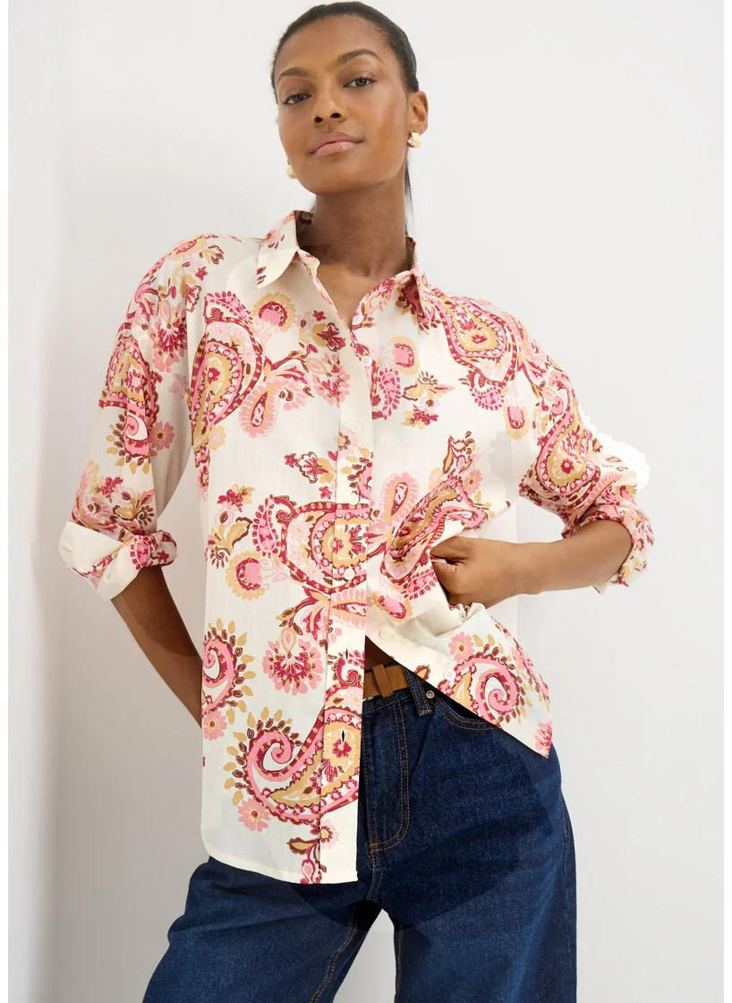 Matalan Pink Paisley Print Cotton Shirt
