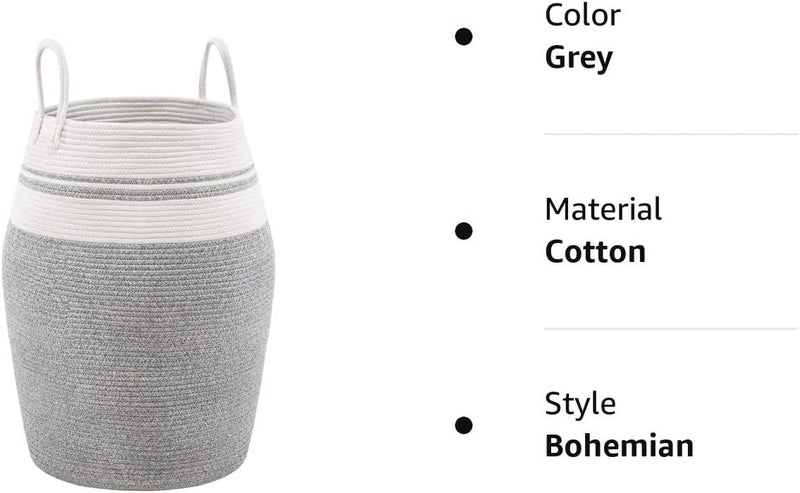 MORPICH Woven Dirty Clothes Basket Extra Large Storage Basket for Dirty Clothes with Sturdy Cotton Rope Handles for Clothes and Toys in Bedroom Kids Room - Image 5