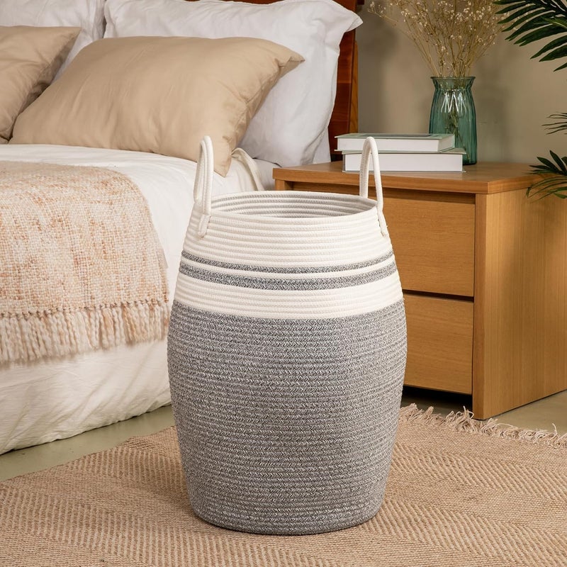 MORPICH Woven Dirty Clothes Basket Extra Large Storage Basket for Dirty Clothes with Sturdy Cotton Rope Handles for Clothes and Toys in Bedroom Kids Room - Image 1