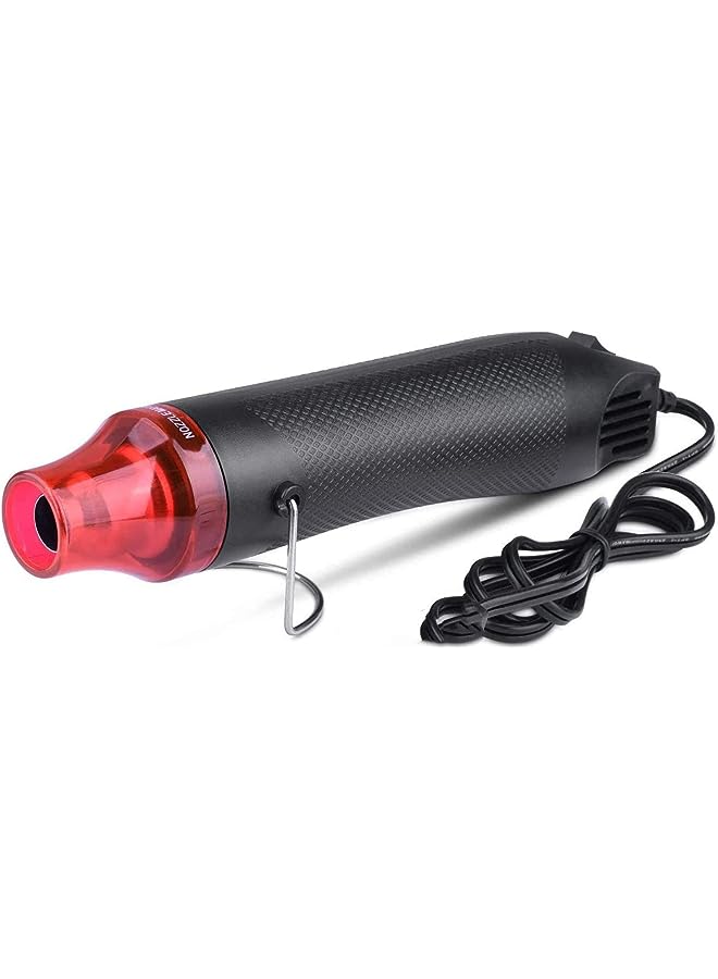 PROMASS Mini Heat Gun Electric 300W Portable Hot Air Gun for DIY Craft Embossing Shrink Wrapping PVC Drying Paint Clay Rubber Stamp Multi Function Hand Hold Heat Tools (Black+Red) - Image 1