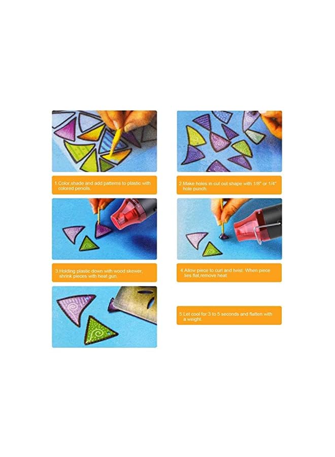 PROMASS Mini Heat Gun Electric 300W Portable Hot Air Gun for DIY Craft Embossing Shrink Wrapping PVC Drying Paint Clay Rubber Stamp Multi Function Hand Hold Heat Tools (Black+Red) - Image 5