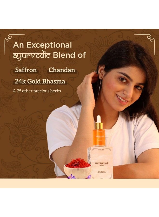 TruHabit Kumkumadi Tailam Face Oil (30Ml) Kumkumadi Face Oil For Glowing Skin With Saffron & 24K Gold Bhasma; Kumkumadi Oil Serum For Face Glowing And Whitening; Kumkumadi Tailam For Face & Dull Skin - Image 3