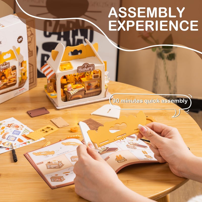 Wowood DIY Mini House Building Teddy Miniature Kit Breadbox, Miniverse Lifestyle Bookshelf Decoration, Cute Craft Kits for Women or Girls 14+, Kawaii Gifts Hobbies for Crafters (Teddy's Breadbox) - Image 3