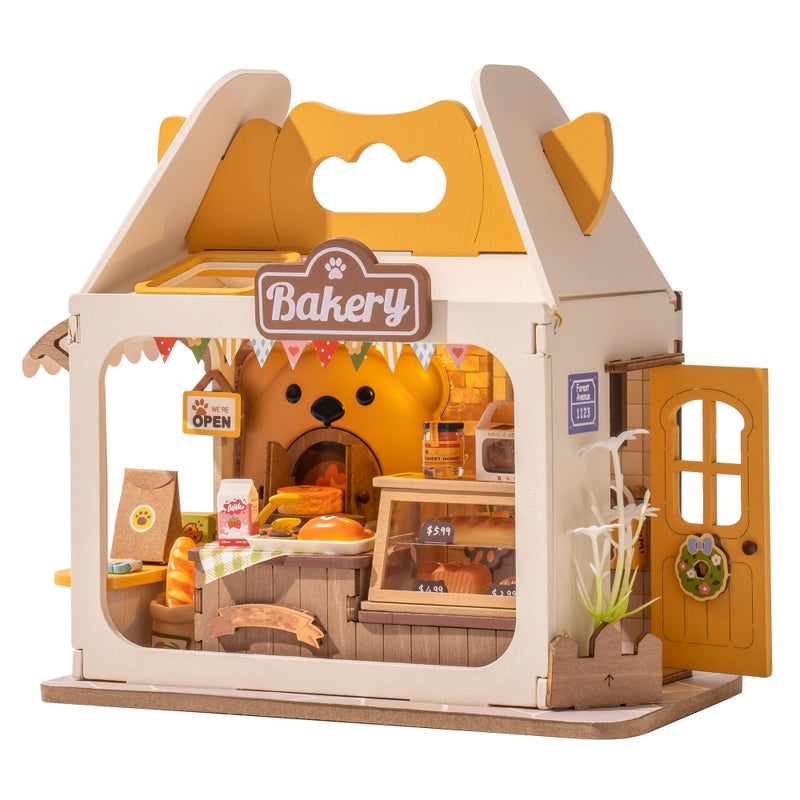 Wowood DIY Mini House Building Teddy Miniature Kit Breadbox, Miniverse Lifestyle Bookshelf Decoration, Cute Craft Kits for Women or Girls 14+, Kawaii Gifts Hobbies for Crafters (Teddy's Breadbox) - Image 1