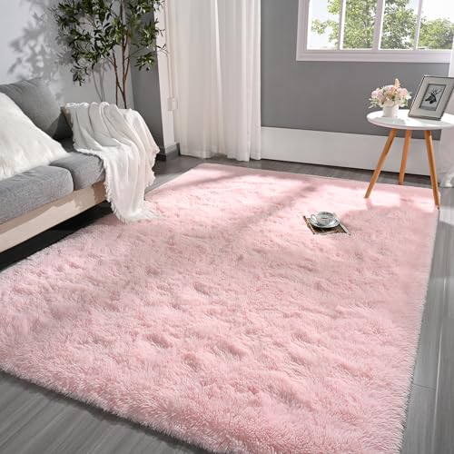 Pettop Fluffy Pink Rug for Bedroom Living Room 5x8 Feet Super Soft Shaggy Plush Fuzzy Rugs for Girls Kids Boys NonSlip and Washable Rug for Nursery Classroom Carpet for Rooms Decor