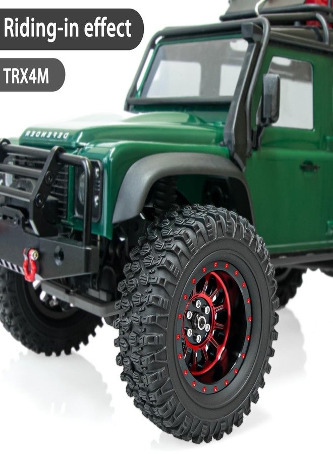 LRFHL 1.3" Beadlock Wheel Tires Aluminum 1.3 Beadlock Wheels and Tires Upgraded 1.45-inch Wheel for 1/24 SCX24 1/18 TRX4M RC Crawler Car Upgrade (4PCS, Red) - Image 3