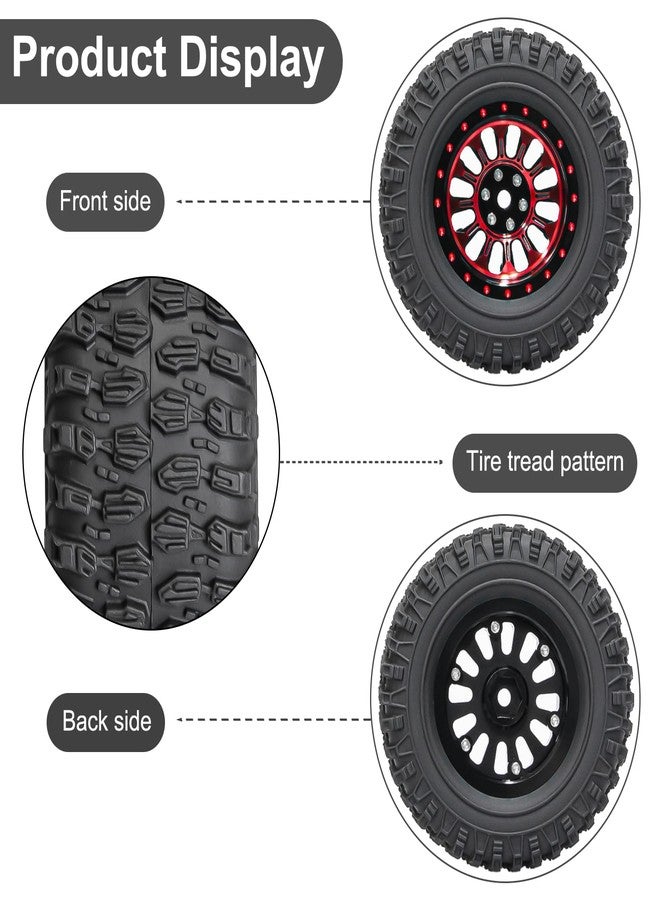 LRFHL 1.3" Beadlock Wheel Tires Aluminum 1.3 Beadlock Wheels and Tires Upgraded 1.45-inch Wheel for 1/24 SCX24 1/18 TRX4M RC Crawler Car Upgrade (4PCS, Red) - Image 5