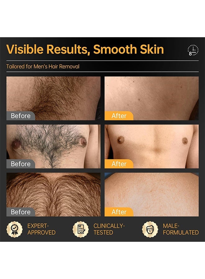 East Moon Men's Body Hair Removal Cream, Depilatory Cream for Unwanted Male Hair, Painless Hair Removal Gel Suitable for All Skin Types, Made for Men 100g - Image 5