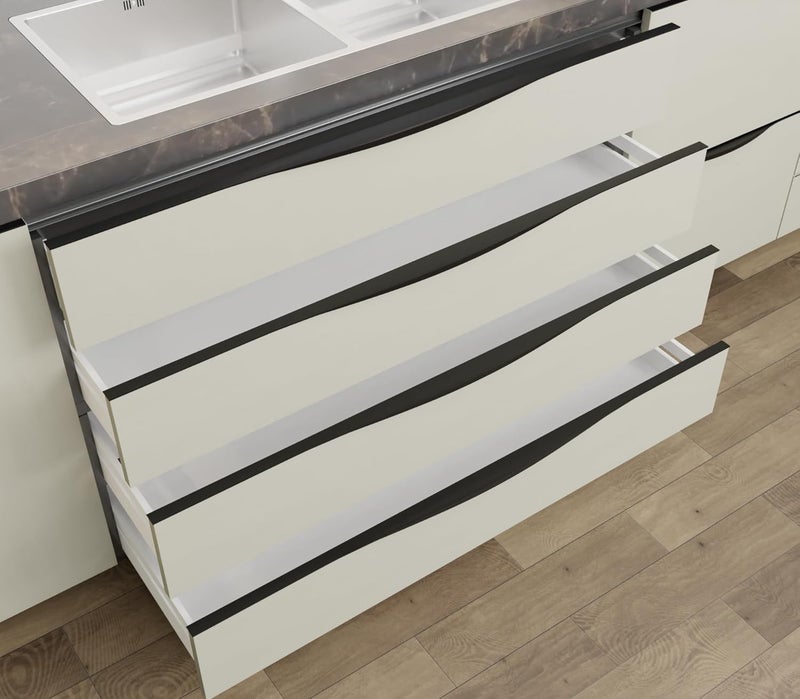 LAPO LAPO 5 Pack Elite 16 Inch Aluminum Kitchen Profile Handle Cabinet Profile Handle Drawer Handle for Kitchen Profile Handle for Wardrobe Profile Pull Handle for Home OfficeBlack Finish Pack of 5  - Image 2