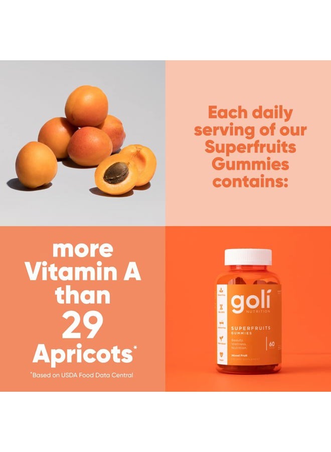 Goli مكمل غذائي، فيتامين جومي سوبر فواكه للجمال - 120 حبة - مكونات تعزز الكولاجين - فواكه مختلطة، نباتي، قائم على النباتات، غير معدّل وراثيًا، خالي من الغلوتين والجيلاتين - Image 5