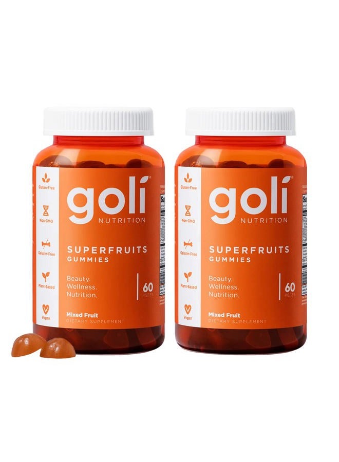 Goli مكمل غذائي، فيتامين جومي سوبر فواكه للجمال - 120 حبة - مكونات تعزز الكولاجين - فواكه مختلطة، نباتي، قائم على النباتات، غير معدّل وراثيًا، خالي من الغلوتين والجيلاتين - Image 1