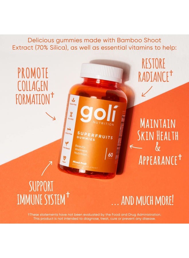 Goli مكمل غذائي، فيتامين جومي سوبر فواكه للجمال - 120 حبة - مكونات تعزز الكولاجين - فواكه مختلطة، نباتي، قائم على النباتات، غير معدّل وراثيًا، خالي من الغلوتين والجيلاتين - Image 2