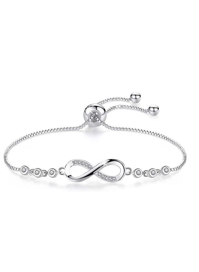 SYOSI سوار للنساء 925 الفضة مطلية بالذهب سوار مكعب زركونيا قابل للتعديل الحب القلب أساور للنساء السيدات مجوهرات للأم ابنة الفتيات هدية - Image 1