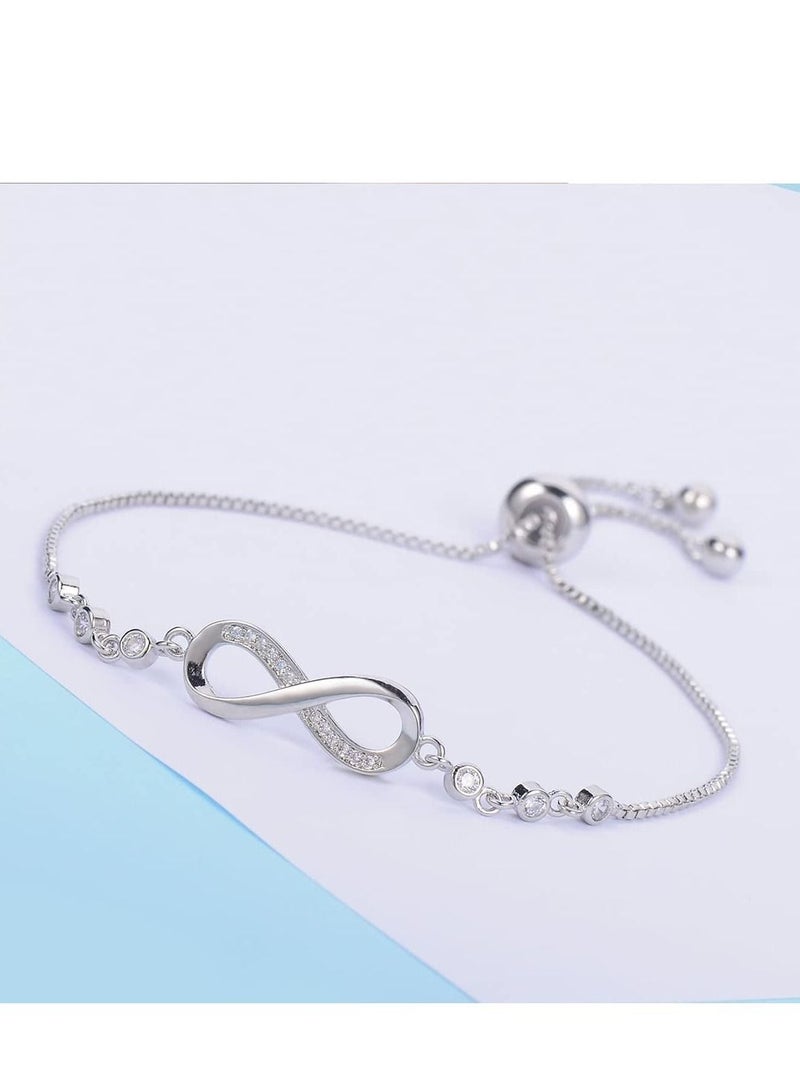 SYOSI سوار للنساء 925 الفضة مطلية بالذهب سوار مكعب زركونيا قابل للتعديل الحب القلب أساور للنساء السيدات مجوهرات للأم ابنة الفتيات هدية - Image 3