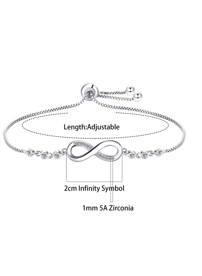 SYOSI سوار للنساء 925 الفضة مطلية بالذهب سوار مكعب زركونيا قابل للتعديل الحب القلب أساور للنساء السيدات مجوهرات للأم ابنة الفتيات هدية - Image 2