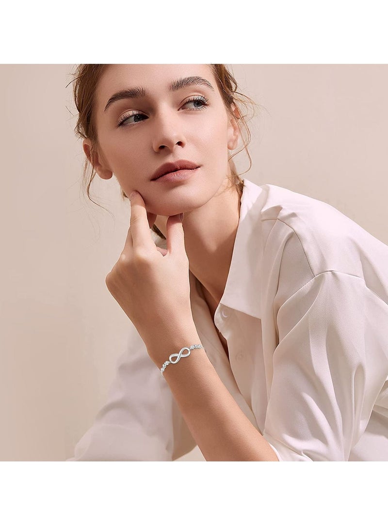 SYOSI سوار للنساء 925 الفضة مطلية بالذهب سوار مكعب زركونيا قابل للتعديل الحب القلب أساور للنساء السيدات مجوهرات للأم ابنة الفتيات هدية - Image 5