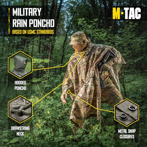 M-Tac Tactical Rain Poncho - Army Military Poncho Shelter - Waterproof Ripstop Camping Hiking Outdoor Hunting Rain Ponchos - Image 2