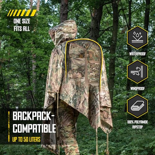 M-Tac Tactical Rain Poncho - Army Military Poncho Shelter - Waterproof Ripstop Camping Hiking Outdoor Hunting Rain Ponchos - Image 4