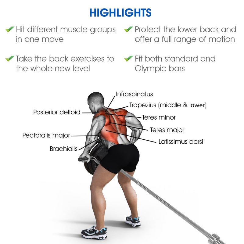 Yes4All ملحقات آلة التمارين Yes4All - مقبض C. T-Bar وبار Lat Blaster لتدريب الوزن يناسب 1 بوصة، مقبض F. T-Bar Lat Blaster، 32.48x8.46x1.57 US - Image 4