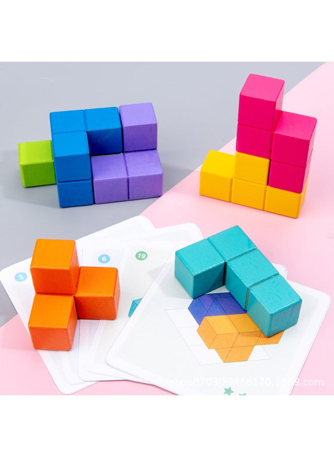 Wooden Rubik's Cube Building Block Soma Cube Block Children's Assembled Toy 3 Beneficent Intelligence Brainuse Boys Over 6 Years Old-Color:Thinking Rubik's Cube
