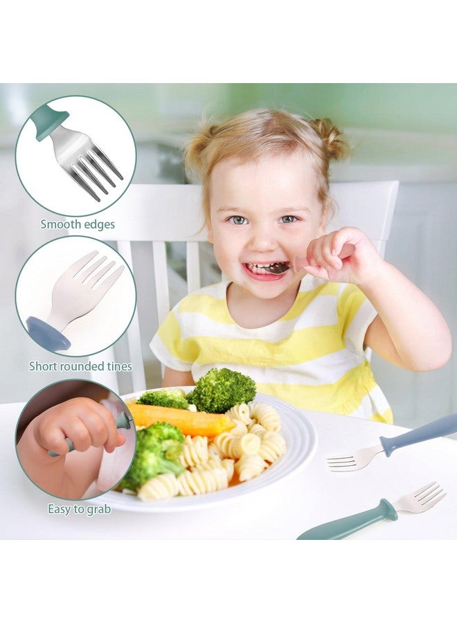 Pimoys 6-Pack Stainless Steel Toddler Forks Baby & Kids Utensils for Self-Feeding Plastic Handle Dishwasher Safe - Image 4