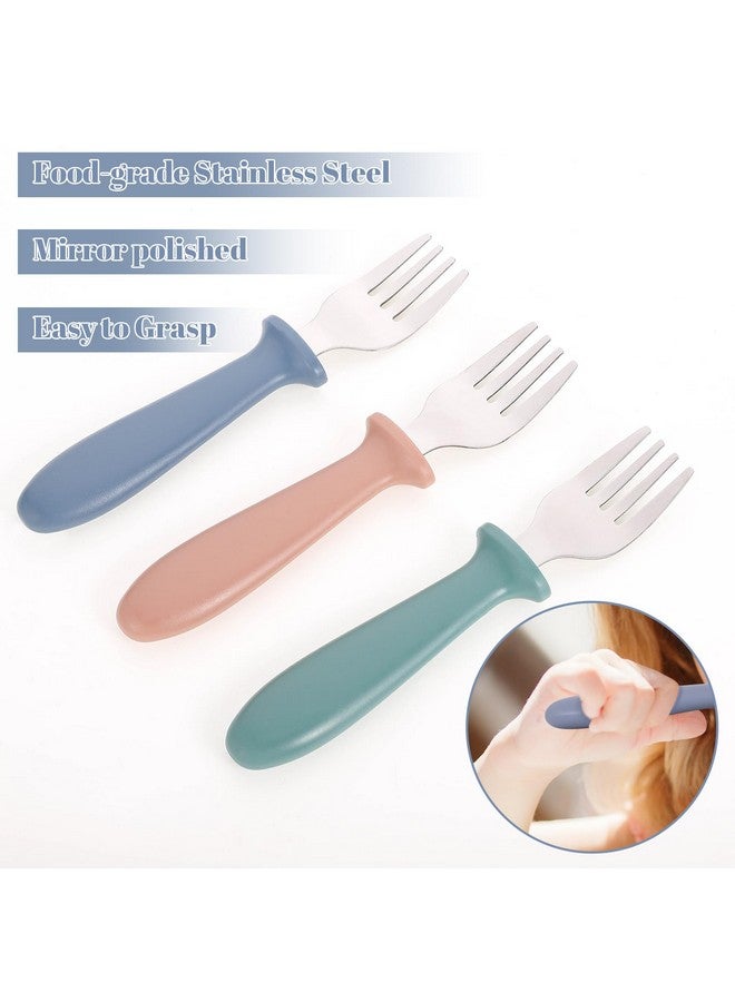Pimoys 6-Pack Stainless Steel Toddler Forks Baby & Kids Utensils for Self-Feeding Plastic Handle Dishwasher Safe - Image 2