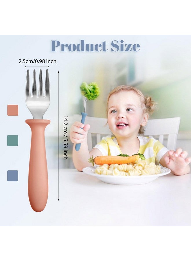 Pimoys 6-Pack Stainless Steel Toddler Forks Baby & Kids Utensils for Self-Feeding Plastic Handle Dishwasher Safe - Image 3