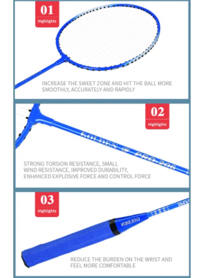 Extreme Sports Badminton Racquet 2 Pcs Set - Model 658 with Full Iron Frame, T-Joint Design & Cover – Perfect for Family Entertainment, Blue - Image 3