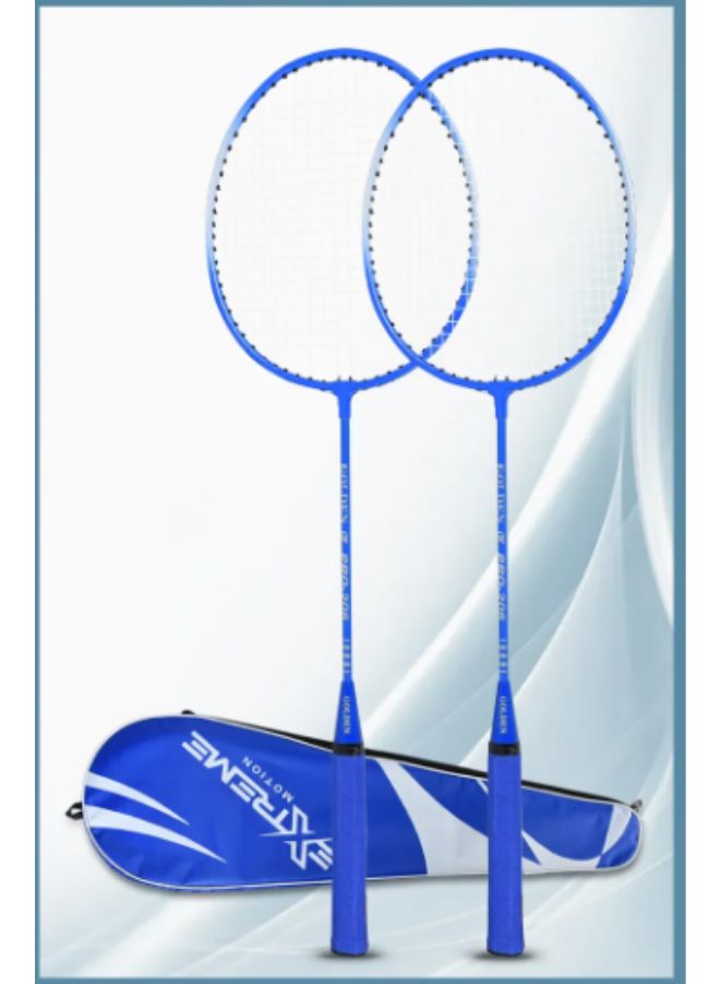 Extreme Sports Badminton Racquet 2 Pcs Set - Model 658 with Full Iron Frame, T-Joint Design & Cover – Perfect for Family Entertainment, Blue - Image 4