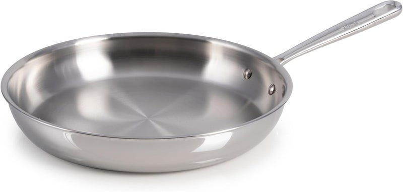 T-fal Pro Tri-Ply Stainless Steel Fry Pan 12 Inch, Induction Compatible, Oven Safe 500F, Fast & Even Heat, Professional Quality & Durability, Frying Pan, Skillet, Cookware, Dishwasher Safe, Silver - Image 1