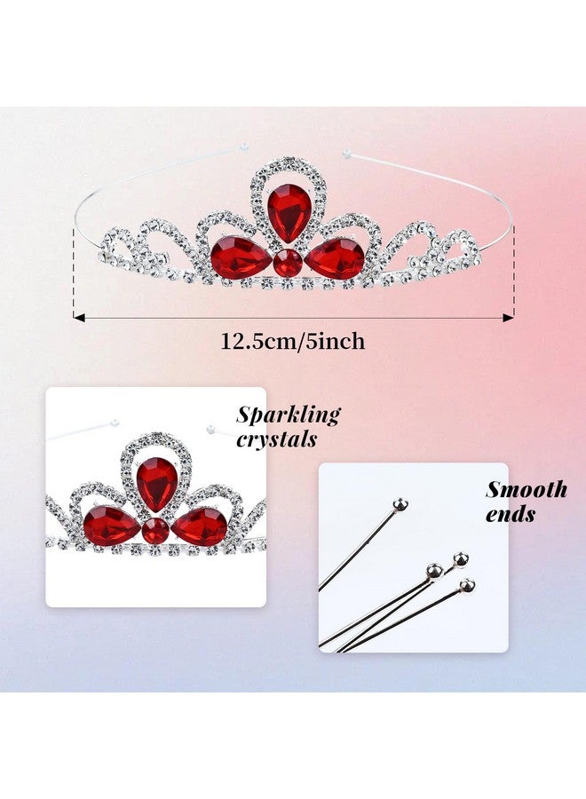 Cinaci 8 Pieces Princess Colorful Dazzling Crystal Rhinestone Silver Metal Tiara Crown Headbands Wedding Birthday Party Prom Headpieces Hair Styling Accessories For Kids Teens Girls Women - Image 2