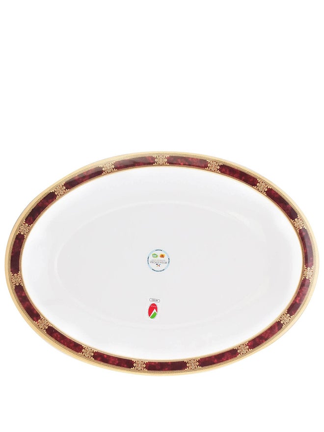 MODA CUCINA طبق تقديم بيضاوي كبير جداً من مودة كوتشينا بالميلامين باللون الأحمر العرقي