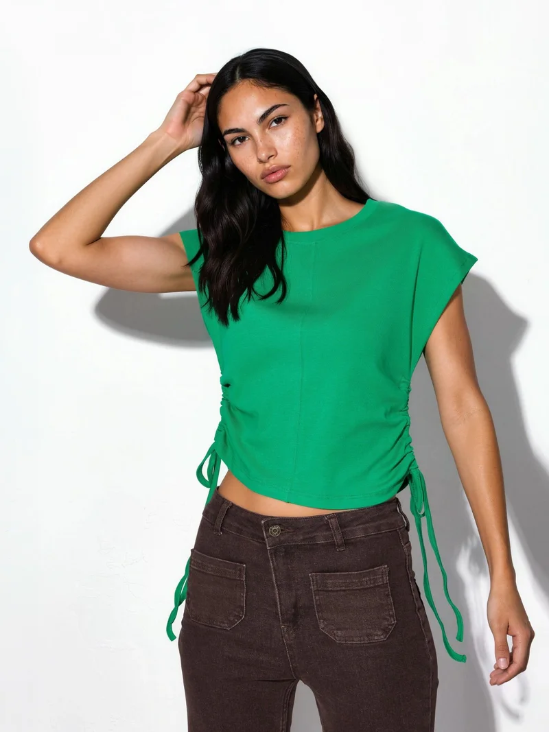 Busem BUSEM Cotton Crop Blouse With Tie Detail