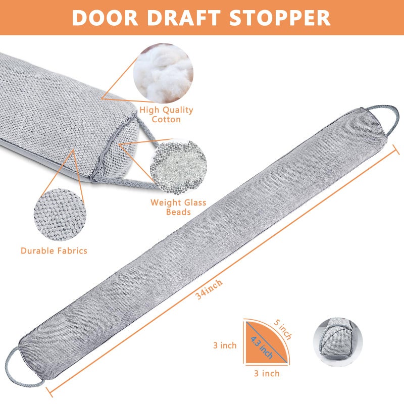 WochiTV Triangle Under Door Draft Stopper Noise Blocker 34 Inches for Door Bottom Air Seal Insulation and Soundproof, Heavy Duty Weather Guard Snake Stripping, Gray - Image 2