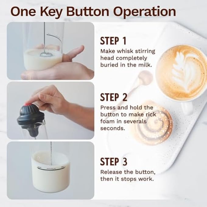 NALACAL مكرر الحليب زجاج مقاوم للحرارة مكشوف الحليب زجاجي مقوى 450 مل مموج ودافئ كهربائي للقهوة المنزلية رفع من طقوسك الصباحية بمتعة رغوة مثالية - Image 4