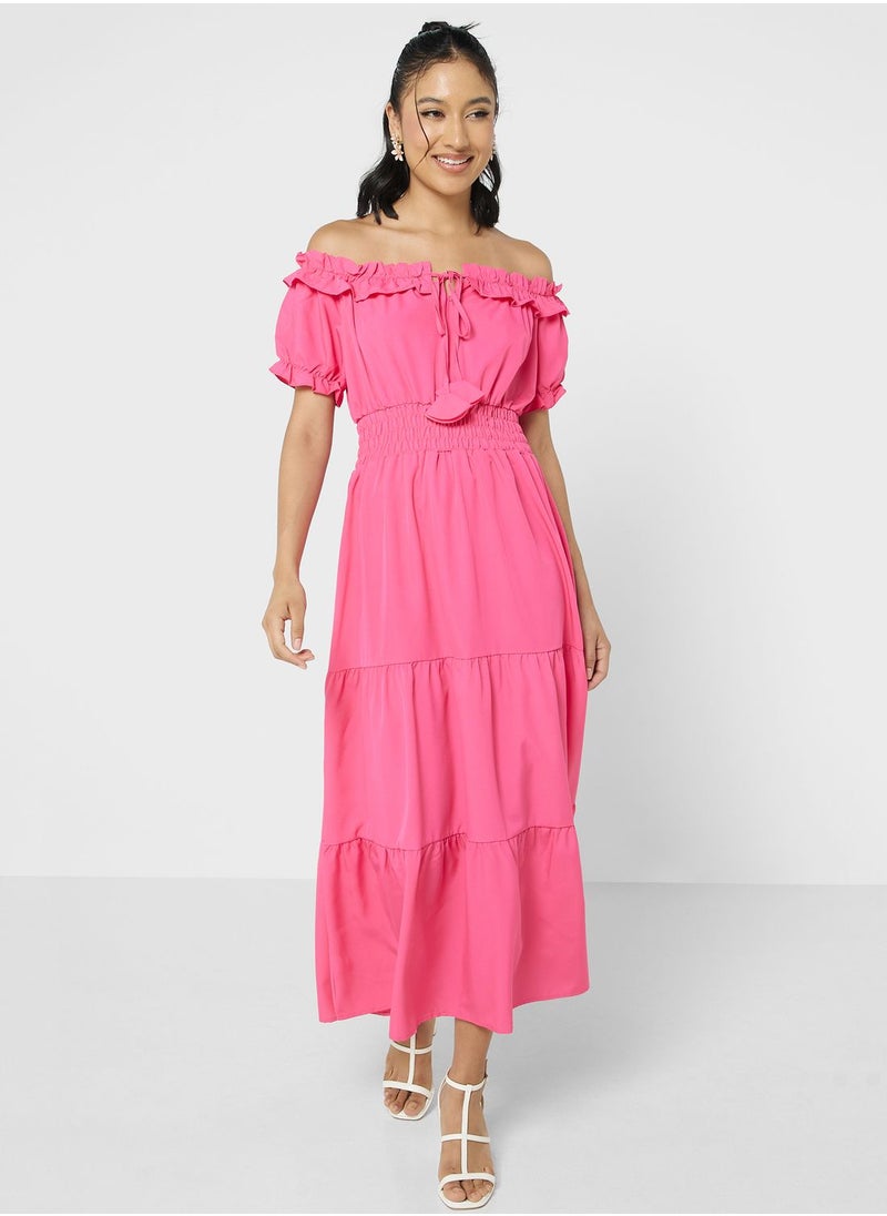 Ginger - Off Shoulder Tiered Maxi Dress - Image 1