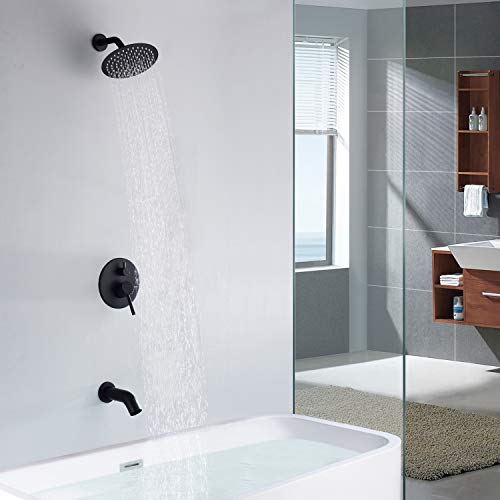 sumerain Tub and Shower Faucet Set, Matte Black Shower Faucet Set with Waterfall Tub Spout,SUMERAIN - Image 3