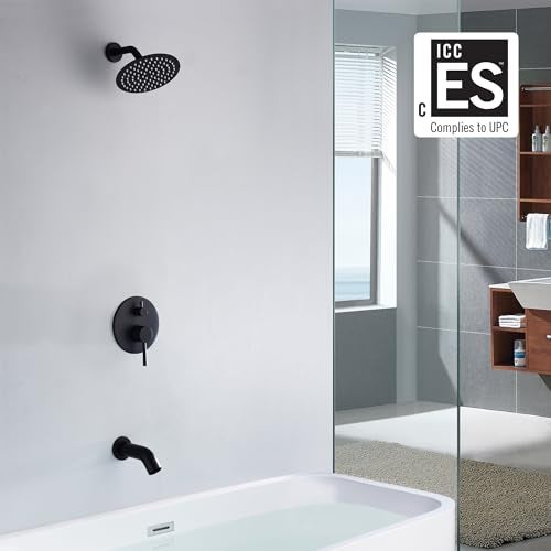 sumerain Tub and Shower Faucet Set, Matte Black Shower Faucet Set with Waterfall Tub Spout,SUMERAIN - Image 2